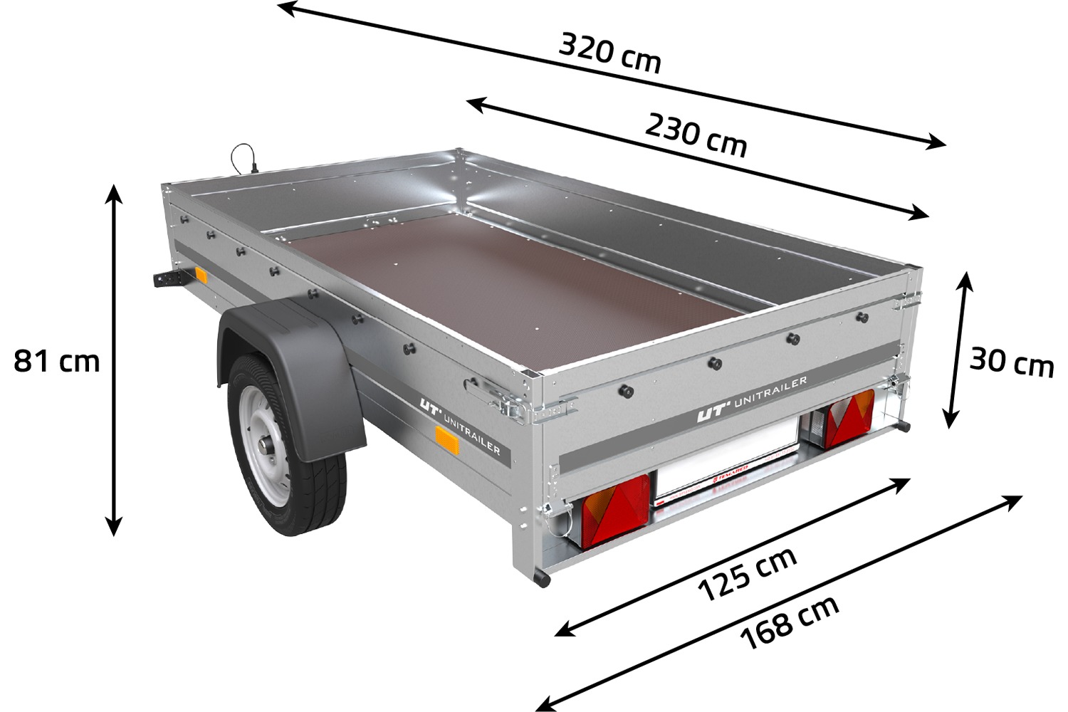 UNITRAILER Garden Trailer 230 KIPP 750 kg – 230 × 125 cm – Bild 3